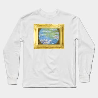 MONET - Claude Monet's Water Lilies (1908) by Claude Monet GOLD FRAME Long Sleeve T-Shirt